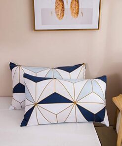 WUMIUER Geometrisch Kissenbezug 40 x 80 cm - Weich Mikrofaser mit Reißverschluss - Weiß Blau Dreieck Muster - für Bett &