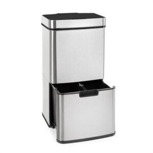 Klarstein Royal Trash Sensor-Mülleimer Automatisches Öffnen und Schließen 72 L Volumen Bio-Eimer Silber Restmüll Recycli