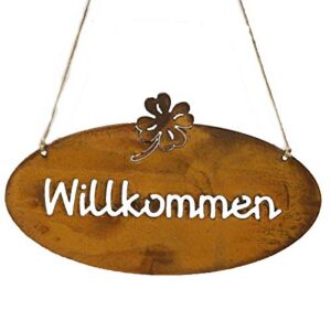 Schild Spruchtafel Rostiges Gartenschild Edelrost für Garten_deko_Platz_zum_Träumen Oval_Willkommen
