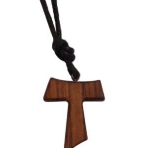 Franziskaner Tau Anhänger aus Olivenholz für Katholische - Kreuz des Heiligen Franziskus, H 3,5 cm Franziskaner Tau An