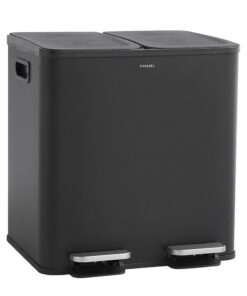 CASABEL Küche Mülleimer 2 Fächer 15L Edelstahl Geruchsdicht Schwarz