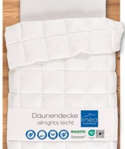 LINEA by böhmerwald Allnights kuschelige Bettdecke, 135x200, leicht, 100% Neue Federn & Daunen, Allergiker geeignet, was