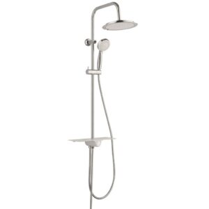 SCHÜTTE AQUASTAR Regendusche mit Ablage + 5-fach Verstellbar + Duschsystem für Bad + Chrom/Weiß