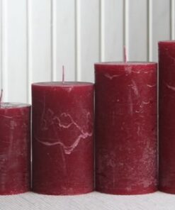 Rustik Stumpenkerzen Adventsset unparfümiert, Mittel 6cm Ø Rubinrot-Bordeaux für den Weihnachtsdekorationstag | Rustik