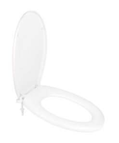 BigDean WC-Sitz oval - weiß -Comfortable Montage - Für Familienhöfe - Dauerhaft und hygienisch - 46x37 cm - Thermostabil