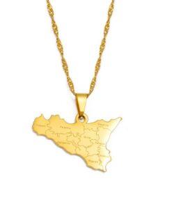 Halskette mit Anhänger aus Italien, Sizilien, Unisex-Geschenke, patriotischer Zierlder Schmuck, hip-hop, Damen und Herre