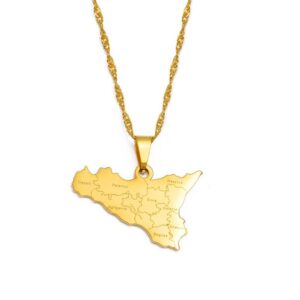 Halskette mit Anhänger aus Italien, Sizilien, Unisex-Geschenke, patriotischer Zierlder Schmuck, hip-hop, Damen und Herre