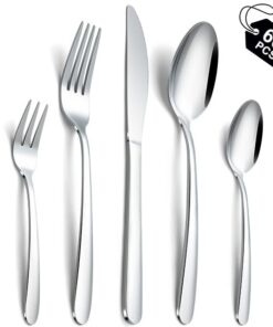 Honeycook Edelstahl Besteck Set für 12 Personen, 60 Stück,Spülmaschinenfest, perfect für Haus und Restaurant | Honeycoo