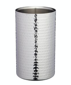 BarCraft Doppelwandiger Edelstahl Champagnerkühler 12x20cm Gehämmertes Silber Finish