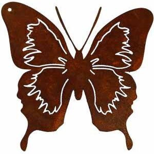 Rostikal Edelrost Schmetterling Gartenstecker | Metalldekoration für Garten | 12x12cm auf 40cm Stab | Schmetterlingsspit