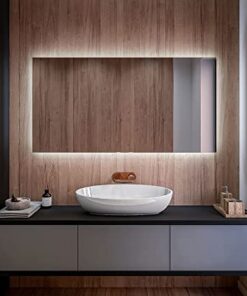 Badspiegel mit Beleuchtung - Leuchtend Modern - Für Badezimmer - Nach Maß Fabriziert - Ohne Rahmen - 120x70 cm - Individ