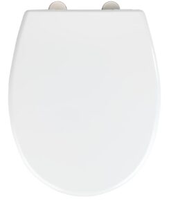 WENKO WC-Sitz Vorno Neo Weiß hygienischer Toilettendeckelسهلinstallation aus rostfreiem Edelstahl 37 x 46 cm WENKO WC-Si