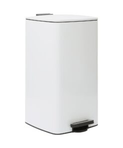 Harbour Housewares 30L Quadratischer Küchen-Treteimer - Weiß - Sanftes Schließen für Essaushaushalte Mülleimer