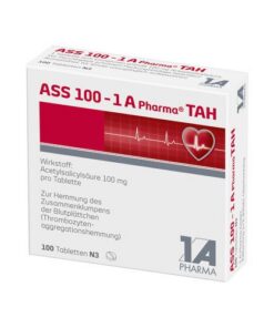 ASS 100 mg - 1 A Pharma TAH Tabletten für Schmerzlinderung bei Kopfschmerzen und Muskelschmerzen in der Arbeitstagung, 1