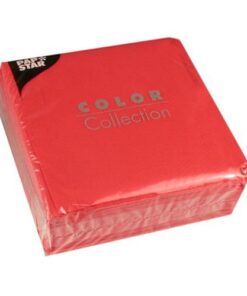 PAPSTAR Rot Folie 100 Servietten | 33 cm x 33 cm (1-lagig 1/4-Falz) | Für Party und Buffet (100 Stück)
