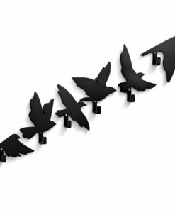Kara Designs Edelstahl Wandhaken schwarz Vogelmotiv - 6er Set bis 5kg Tragkraft für Flur