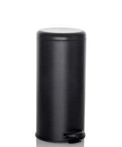 hjh 30 Liter CLEAN Step Metall Mülleimer für Büro, Soft-Close-Funktion, Matt Schwarz, 63,5 x 30 cm, 741010