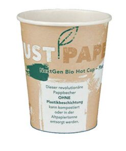 1000 Bio Kaffeebecher Just Paper - kompostierbar ohne PLA oder PE Beschichtung 12oz / 300mlSlim Ø80mm 1000 Bio Kaffeebe
