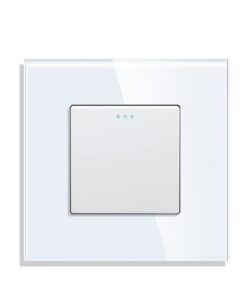 CNBINGO Elektrischer Wechselschalter, modernem Kristallglas Rocker Knopfschalter, für Einzellicht, 1-Fach, weiß, Wohnrau