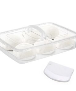 Pizza-Ballen-Box mit Deckel – stapelbar, mit Spachtel, BPA-frei, 35x23x7.5 cm, transparent