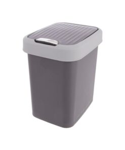 Planafa FLIP BIN Mülltonne - mit Öffnung in 2 Richtungen - Küchenmülleimer - Küchenabfalltonne mit Deckel (Grau, 12L)