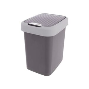 Planafa FLIP BIN Mülltonne - mit Öffnung in 2 Richtungen - Küchenmülleimer - Küchenabfalltonne mit Deckel (Grau, 12L)