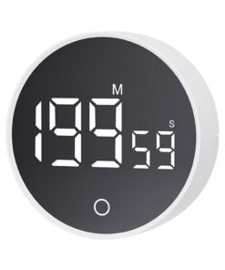 Küchen Timer Schwarz/Weiß - Einstellbare Lautstärke & LED-Anzeige, Magnetisch, Stummschaltung, 3 Helligkeitsstufen für K