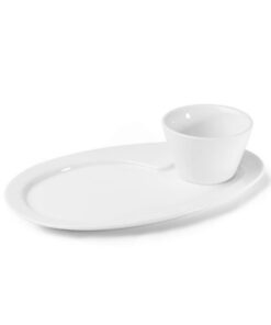 Holst Porzellan Frühstücksteller Servierteller mit Schale TB 009 SET 2 MP 0,20 l Weiß