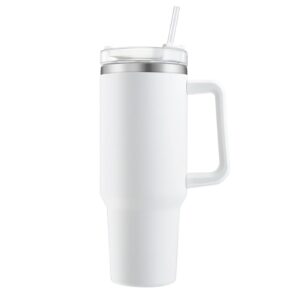 Doppelwandiger Edelstahl Vakuum Isolierbecher 40oz Thermostabil Für Kalte Heiße Getränke Reisebecher Griff Strohhalm (We
