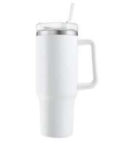 40oz Doppelwandiger Edelstahl Vakuum Isolierbecher für Kalte undheiße Getränke (Weiß) Autobecher Reisebecher mit Griff u