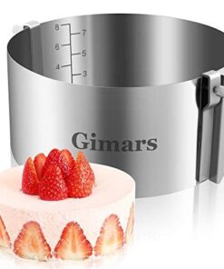 Gimars Profi Tortenring verstellbar 8,5 cm hoch - für Profis und liebhaber - Edelstahl Ø 16-30cm - leicht rutschfest aus