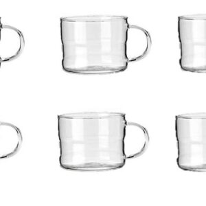 6 Mundgeblasene Glasbecher für Glühwein und Grog, 200ml mit Henkel und warme Wintergetränke genießen