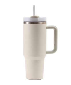 Moollyfox 40 oz Doppelwandiger Edelstahl Vakuum Isolierbecher Autobecher Tragbare Reisebecher Upgrade Beige Thermobecher
