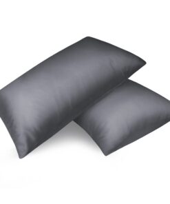 Fittia 2er-Set Satin Kissenbezug Premium Seidige Pflege Dunkelgrau 40x80cm