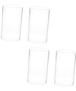 BESTYASH Glaszylinder Kerzenhalter 4 Stück Windfeste für Party- und Romantische Beleuchtung - 7 x 10 cm