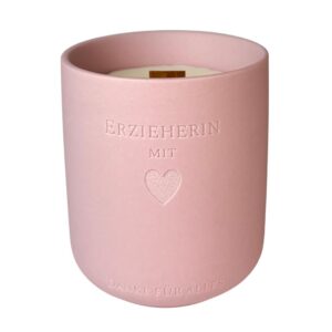 Keramik-Duftkerze Abschiedsgeschenk Erzieherin - Danke Geschenk für Kita oder Kindergarten - Gravur „Erzieherin mit Herz