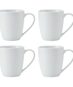 MIKASA Chalk Porzellanbecher 4er-Set 380ml weiß spülmaschinenfest mikrowellenfest für Tee Kaffee