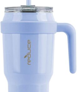 Reduce Tasse - 44 oz vakuumisolierter Becher für kalt-warme Getränke, blickdicht hellblau, 34 Stundenisolierung, Strohha