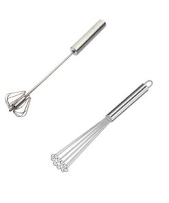 Naisfei 2 Stück Edelstahl Schneebesen Set mit Kugeln für Küche, Kochen, Mischen und Rühren | Naisfei Edelstahl Schneebe