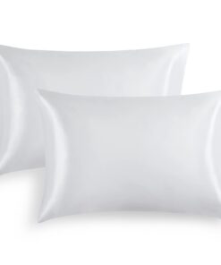 RUIKASI Seidige Satin-Kissenbezüge für Haar und Haut, Weiß, Standard-Set, 2er-Pack mit Hotelverschluss, 50,8 x 66 cm