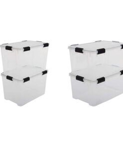 Iris Ohyama 2er-Set luftdichte Aufbewahrungsboxen All-Weather AT-LD, 2 x 70 L, transparent, L59 x B39 x H38 cm, kostengü