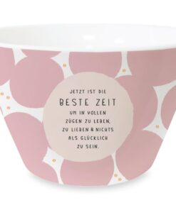 Grafik-Werkstatt Müsli-Schale mit Echtgold | Rosa Porzellan-Schüssel | Beste Zeit Design