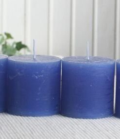 Rustik-Stumpenkerze 5 x 5 cm, blau - 4x Set, Home Dekoration