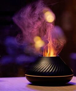 Flamme Aroma Diffusor und Luftbefeuchter für Zuhause und Büro (Black) | Flamme Aroma Diffusor 7 Flammen Nachtlicht für