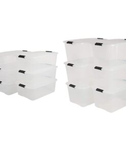 Iris 6er-Set stapelbare Aufbewahrungsboxen Top Box 30 Liter für Küche und Büro transparent