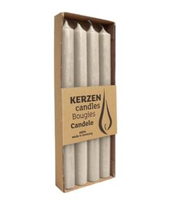 WENZEL Stabkerzen aus Paraffin, Sahara, Rustic, 10h Brenndauer, plastikfrei, 250/22 mm, 4 Stück | WENZEL Paraffinstabke