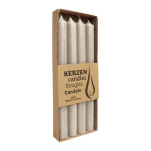 WENZEL Stabkerzen aus Paraffin, Sahara, Rustic, 10h Brenndauer, plastikfrei, 250/22 mm, 4 Stück | WENZEL Paraffinstabke