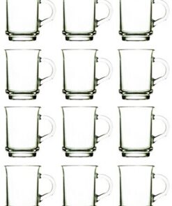 Trinkgläser mit Henkel | Teegläser & Glühweinbecher | klar | 250 ml | 12 Stück Set