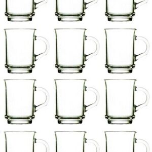 Trinkgläser mit Henkel | Teegläser & Glühweinbecher | klar | 250 ml | 12 Stück Set