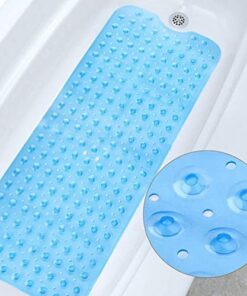 MoreCro® Rutschfest Duschmatte, 100 x 40cm Schimmelresistente Badewannenmatte, Maschinenwaschbar (Transparent Blau) Mo